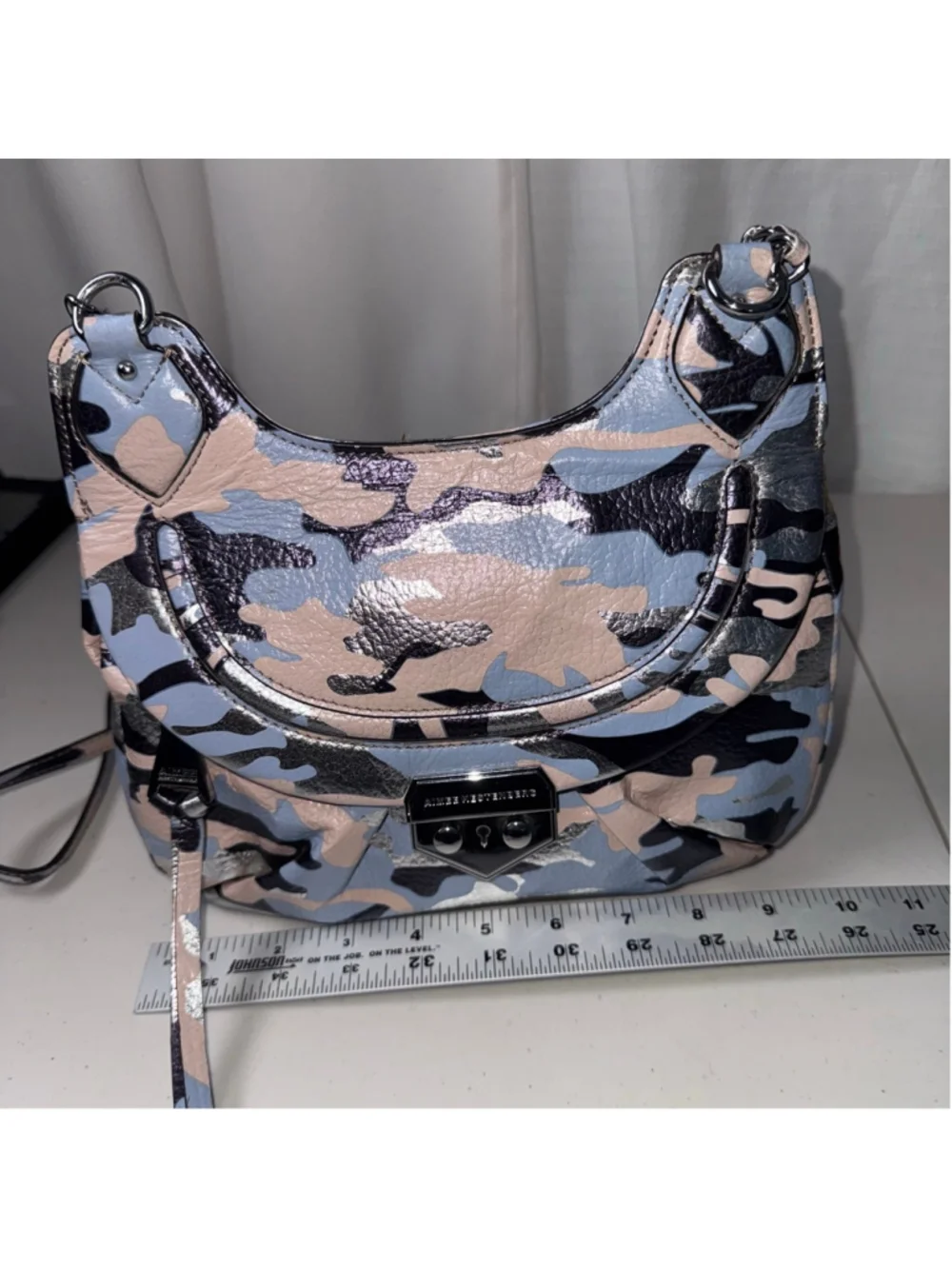 Aimee Kestenberg Marlee Pebble Leather Metallic Camo Hobo Crossbody Handbag
